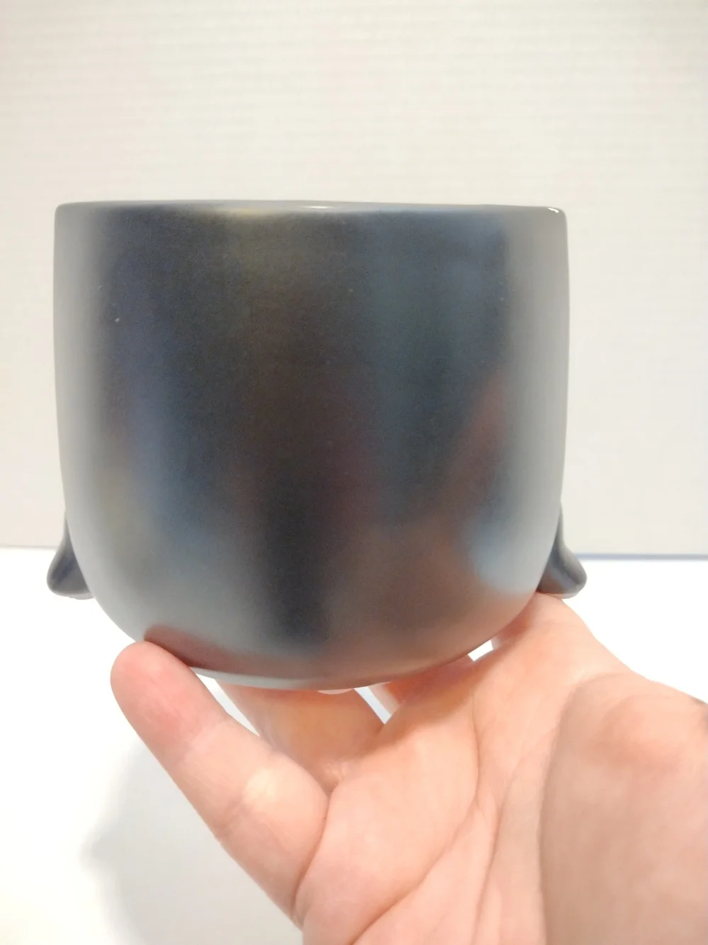Black Smiling Ceramic Planter - Cute Footed Pot